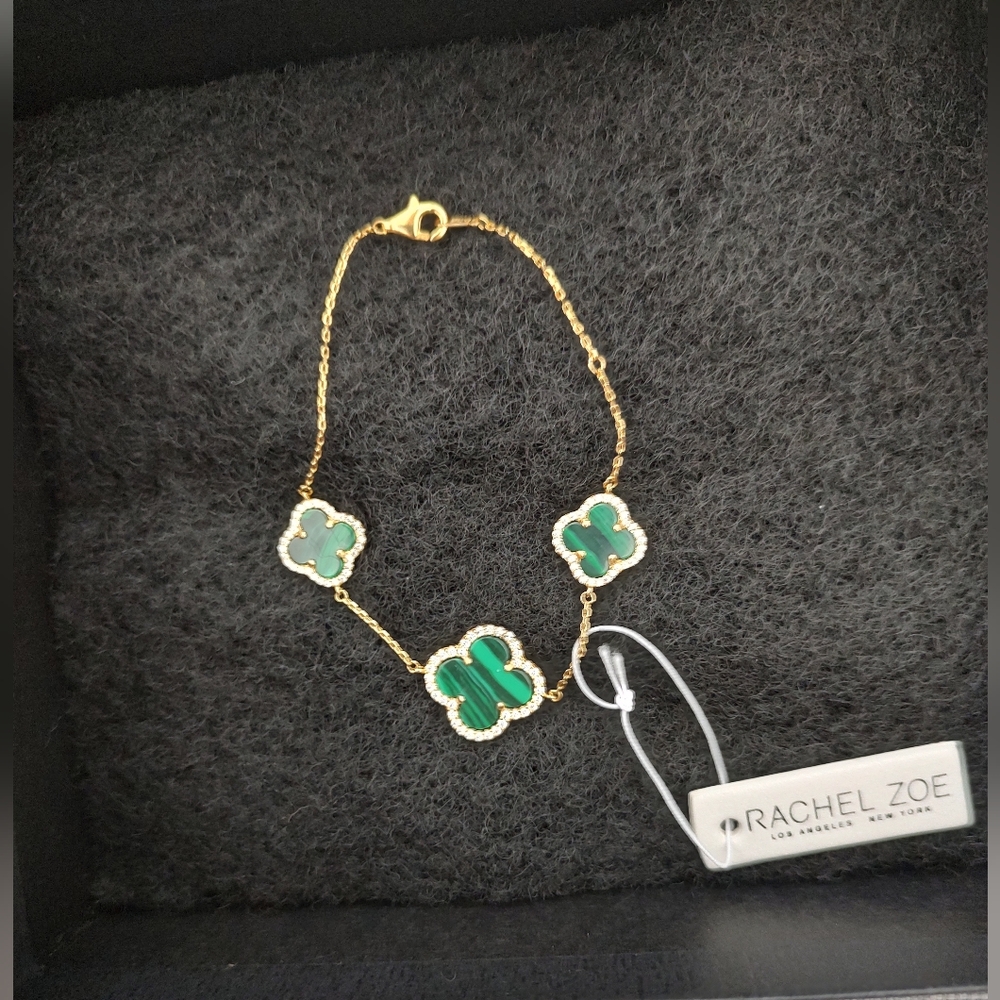 Rachel Zoe Green 💚 Clover Bracelet New - Picture 4 of 4